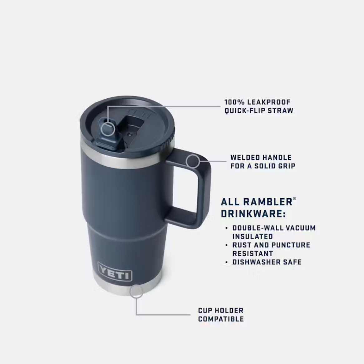 Yeti Rambler 20 oz Straw Travel Mug Black