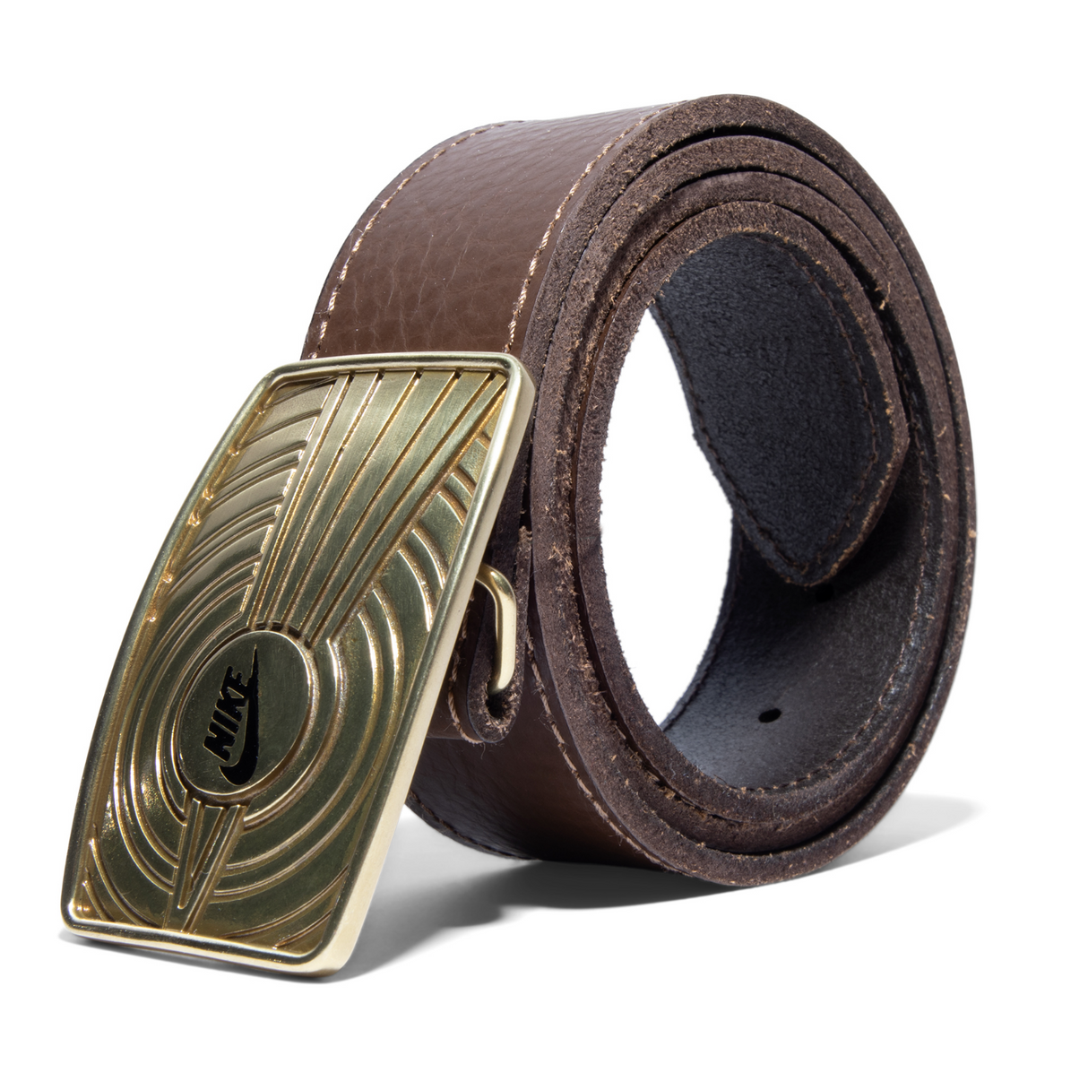 Nike SB Dunk Inspired Brown Plaque Leather Belt