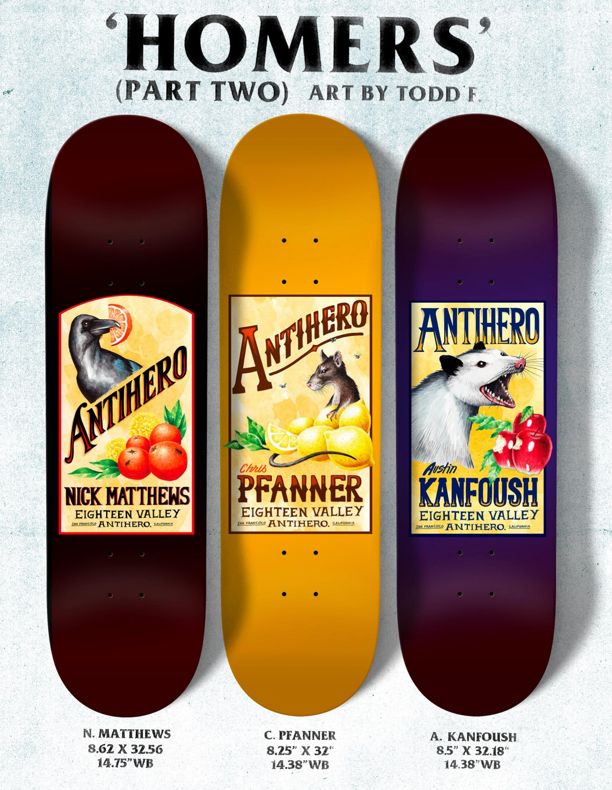 Anti-Hero Matthews Homers 2 8.62" Skateboard Deck