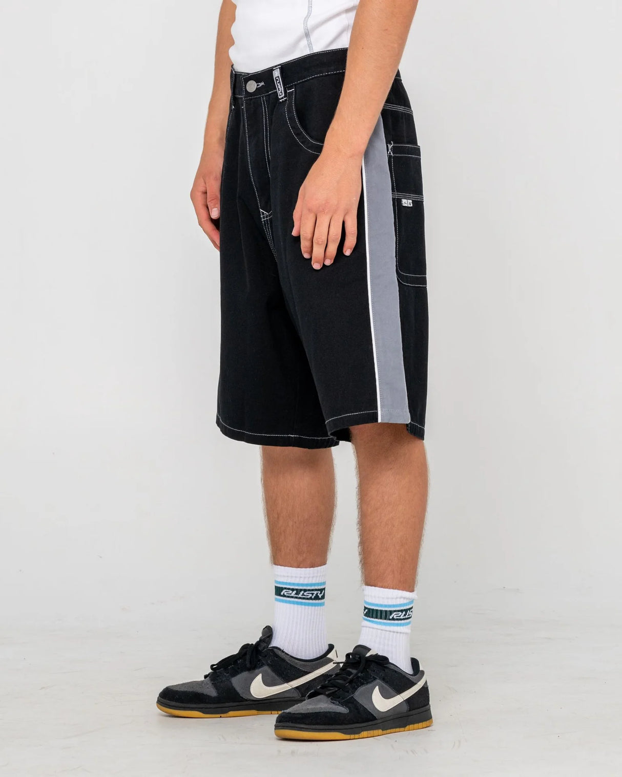 Rusty Flip Daddy Black Taped Baggy Short