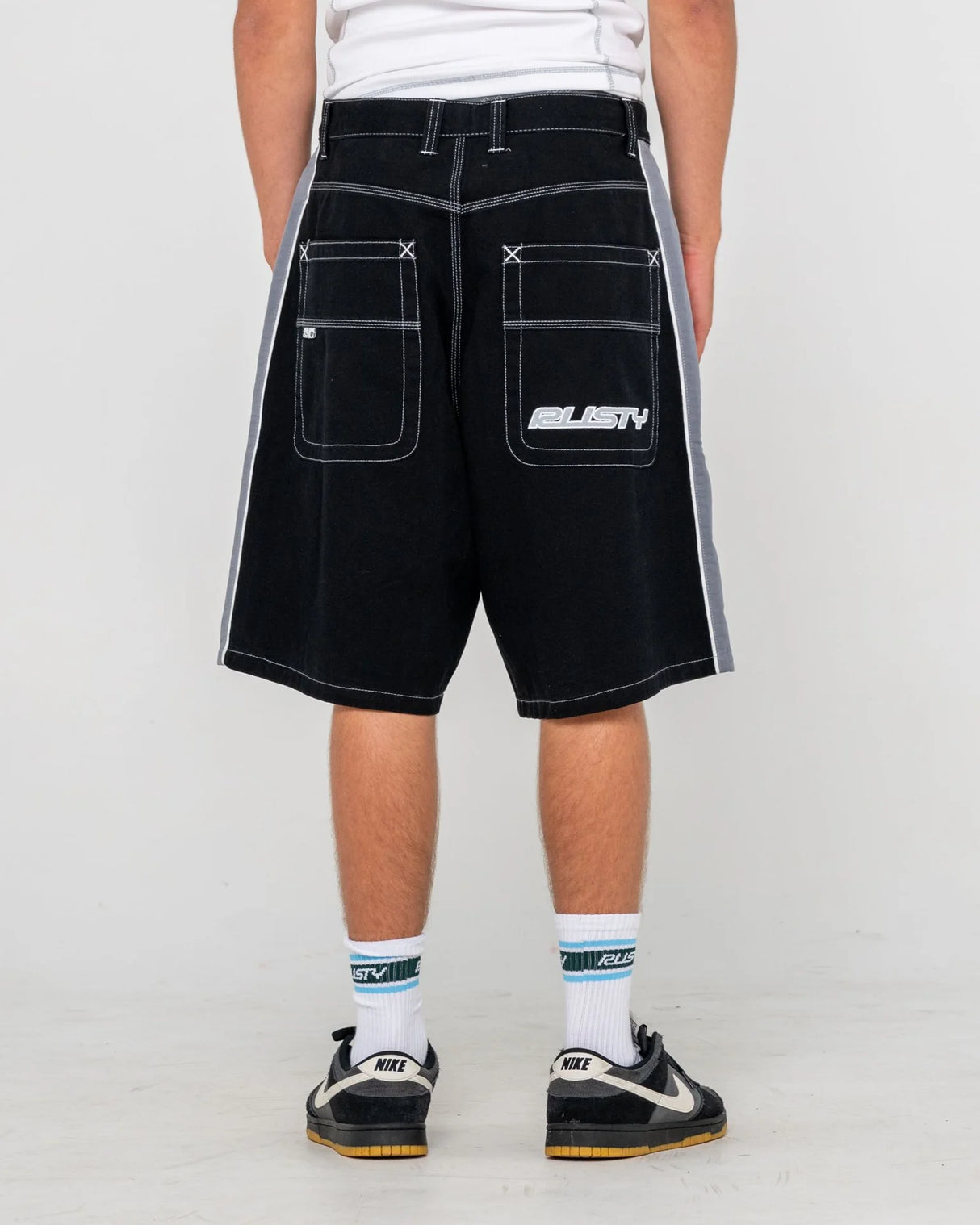 Rusty Flip Daddy Black Taped Baggy Short
