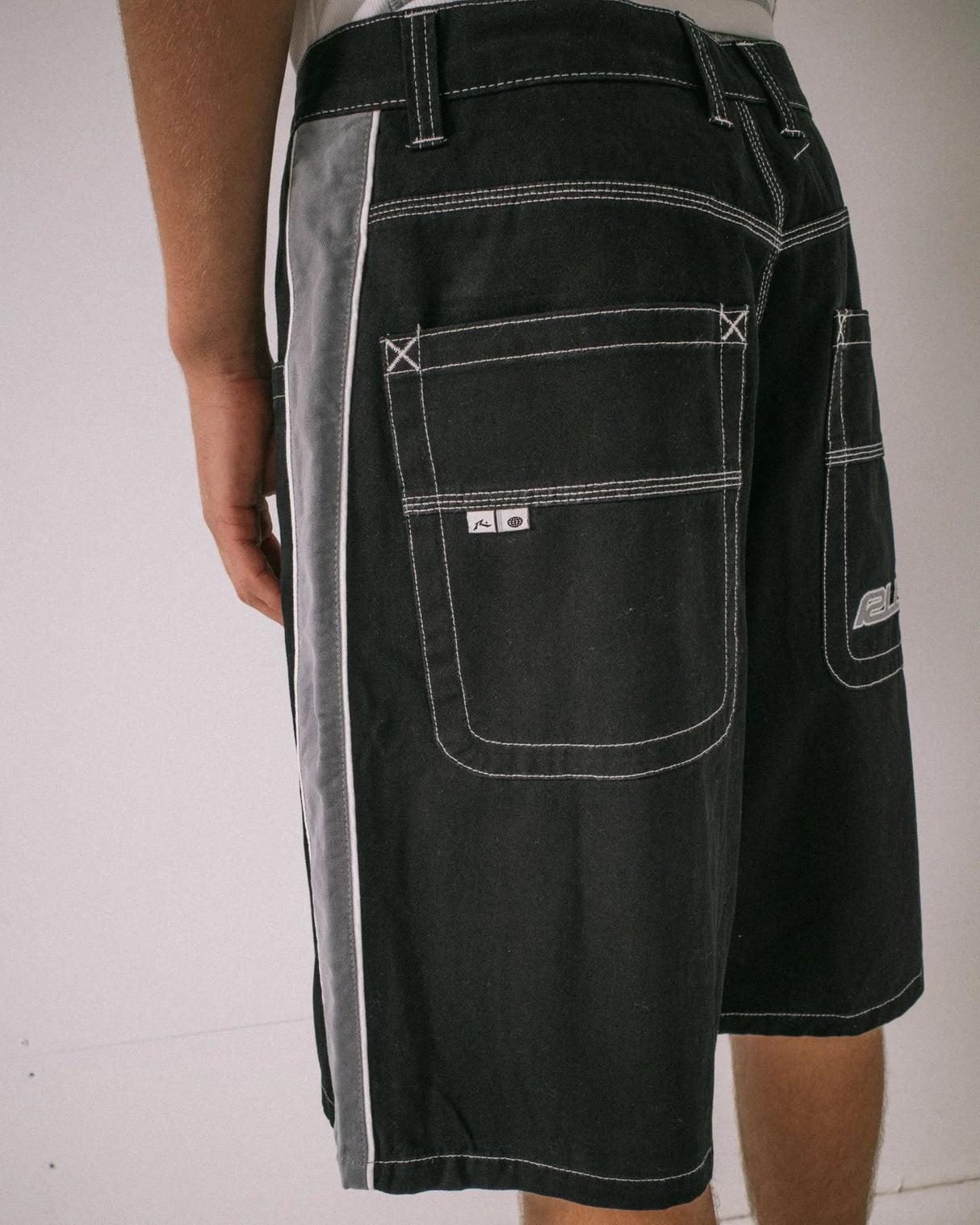 Rusty Flip Daddy Black Taped Baggy Short