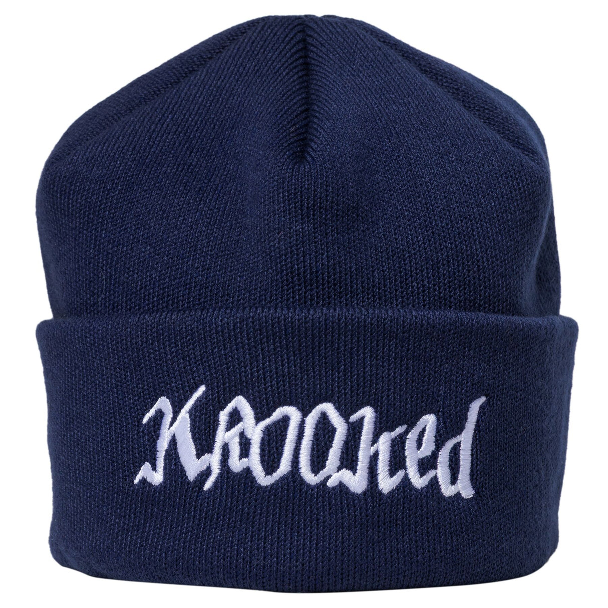 Krooked Double Ok Script Navy Cuff Beanie