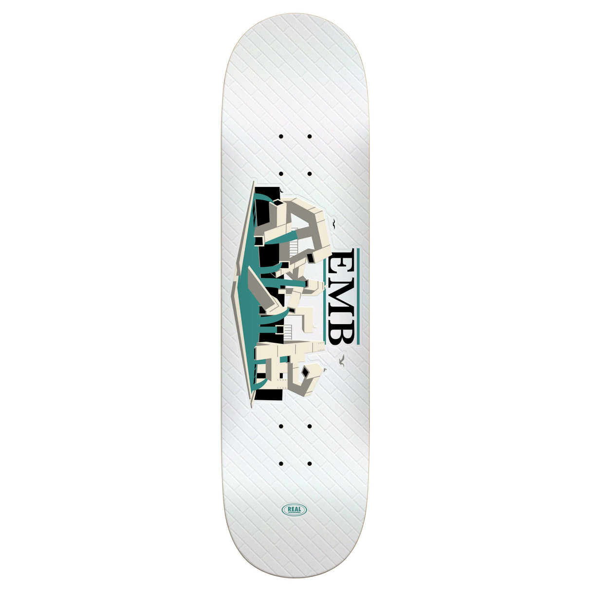 Real Team Emb 8.25" White Skateboard Deck