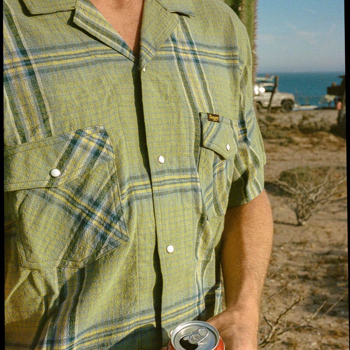 Seager Whippersnapper Moss Grid Plaid S/s Button Up Shirt