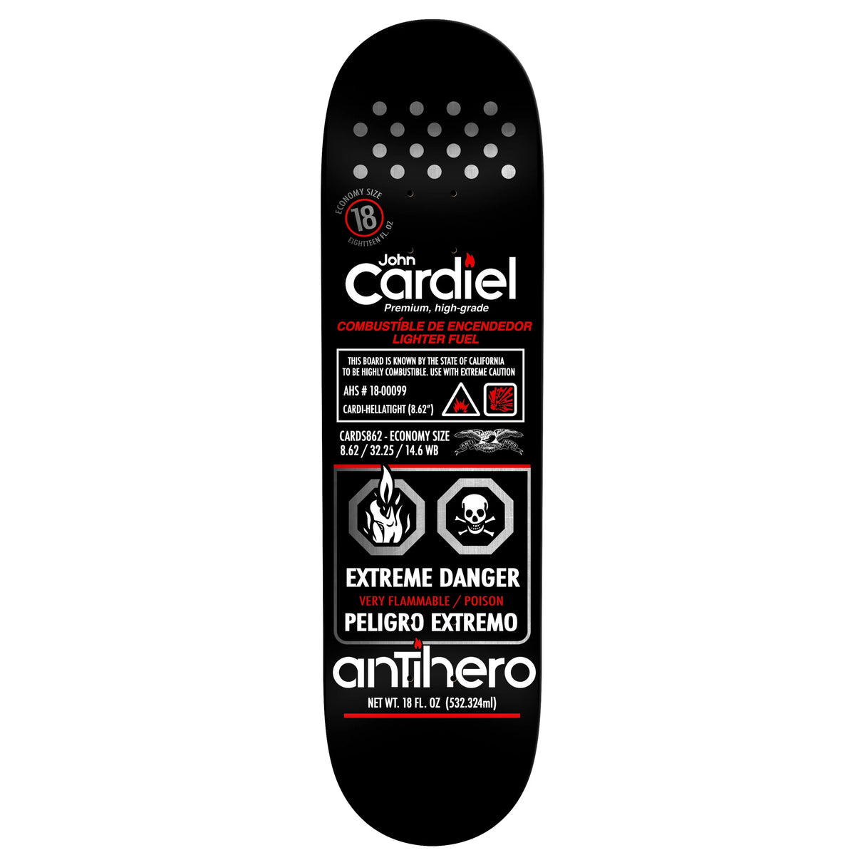 Anti-Hero John Cardiel Fueled Up 8.62" Skateboard Deck