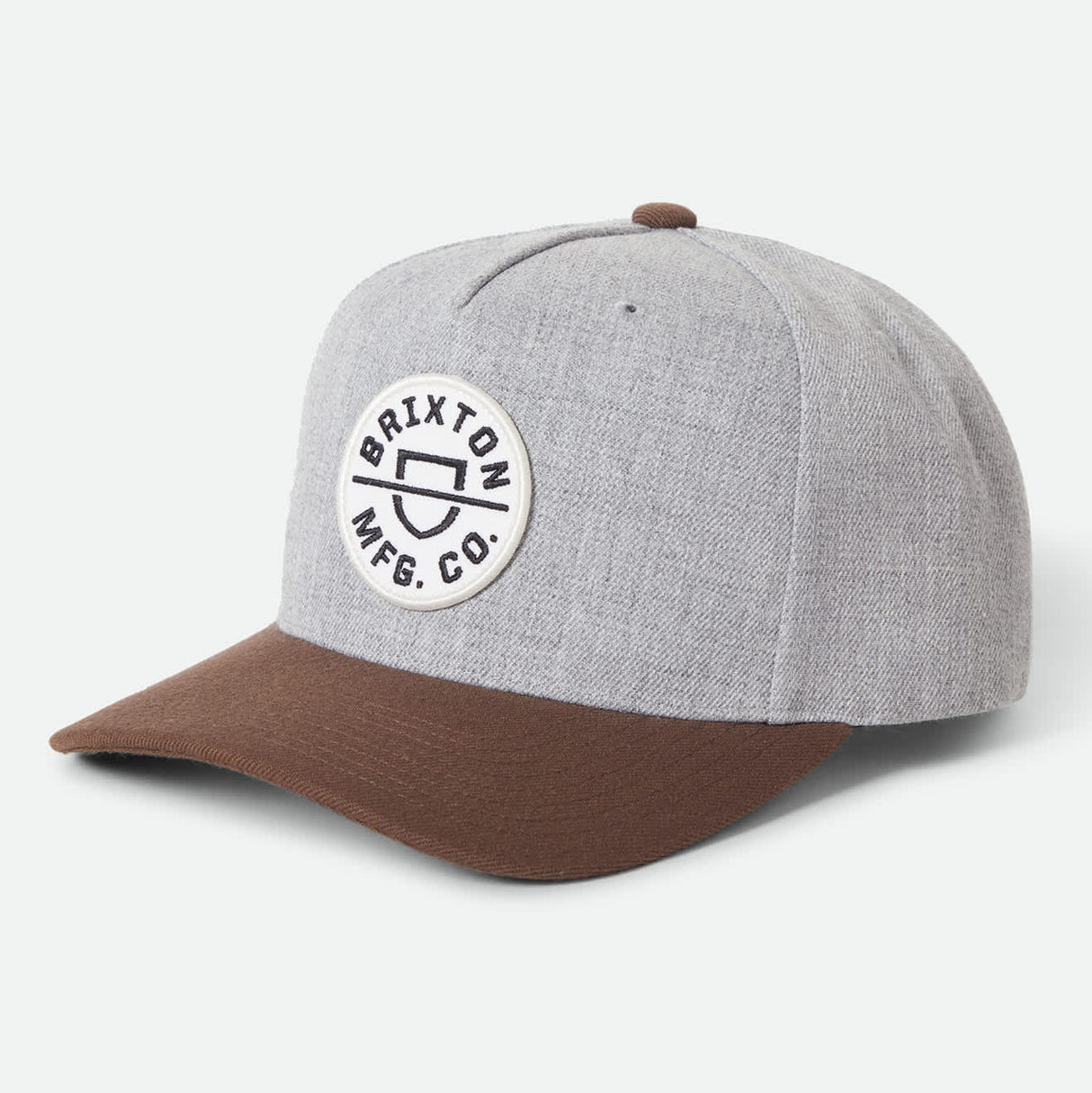 Brixton Crest Heather Grey/Pinecone Brown C MP Snapback Hat
