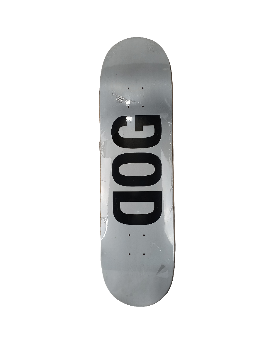 Dog White Black Letters Size 8.25" Skateboard Deck