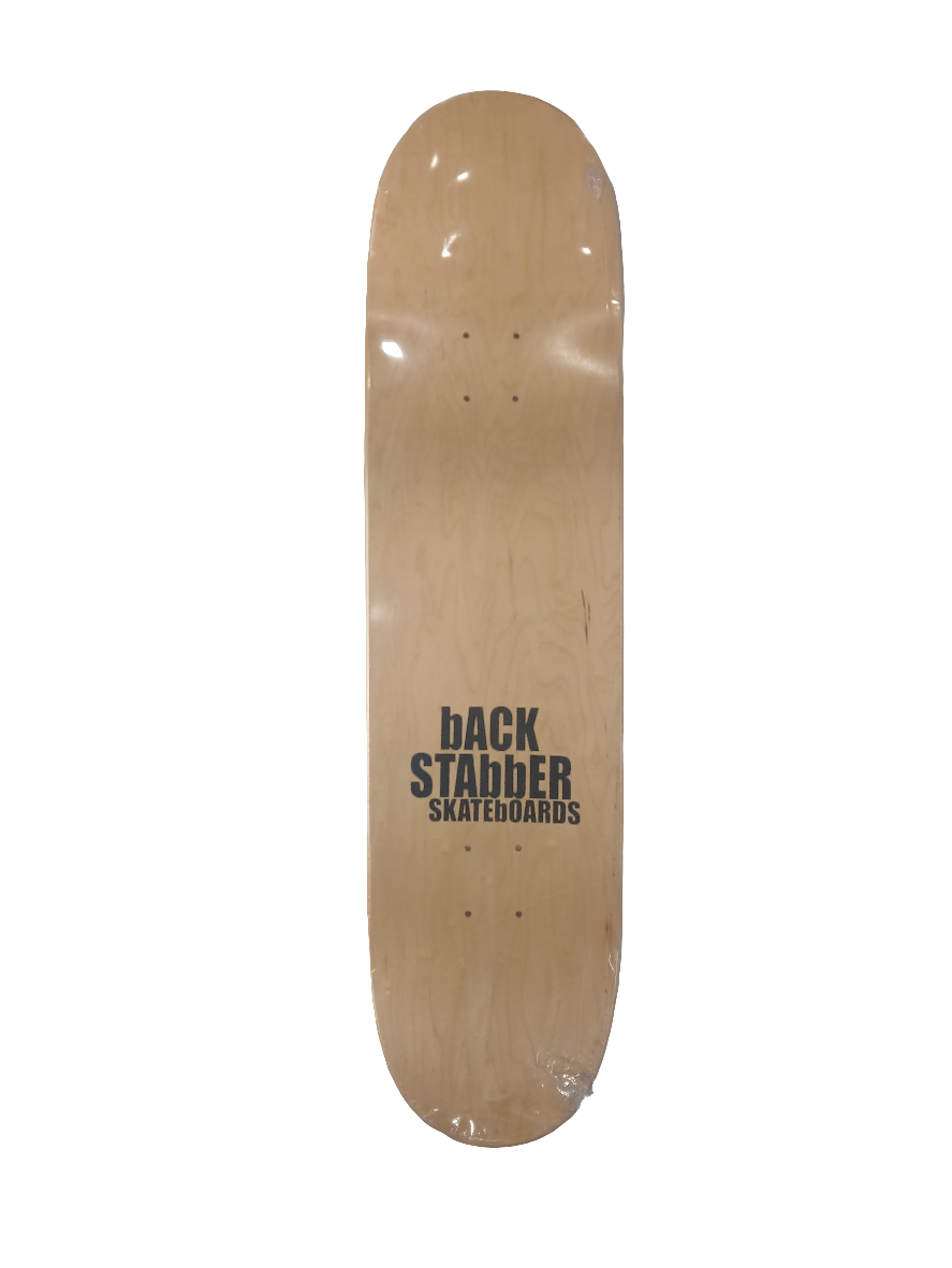 Back Stabber Cut Off Legs Grey Black Size 8.5 Skateboard Deck