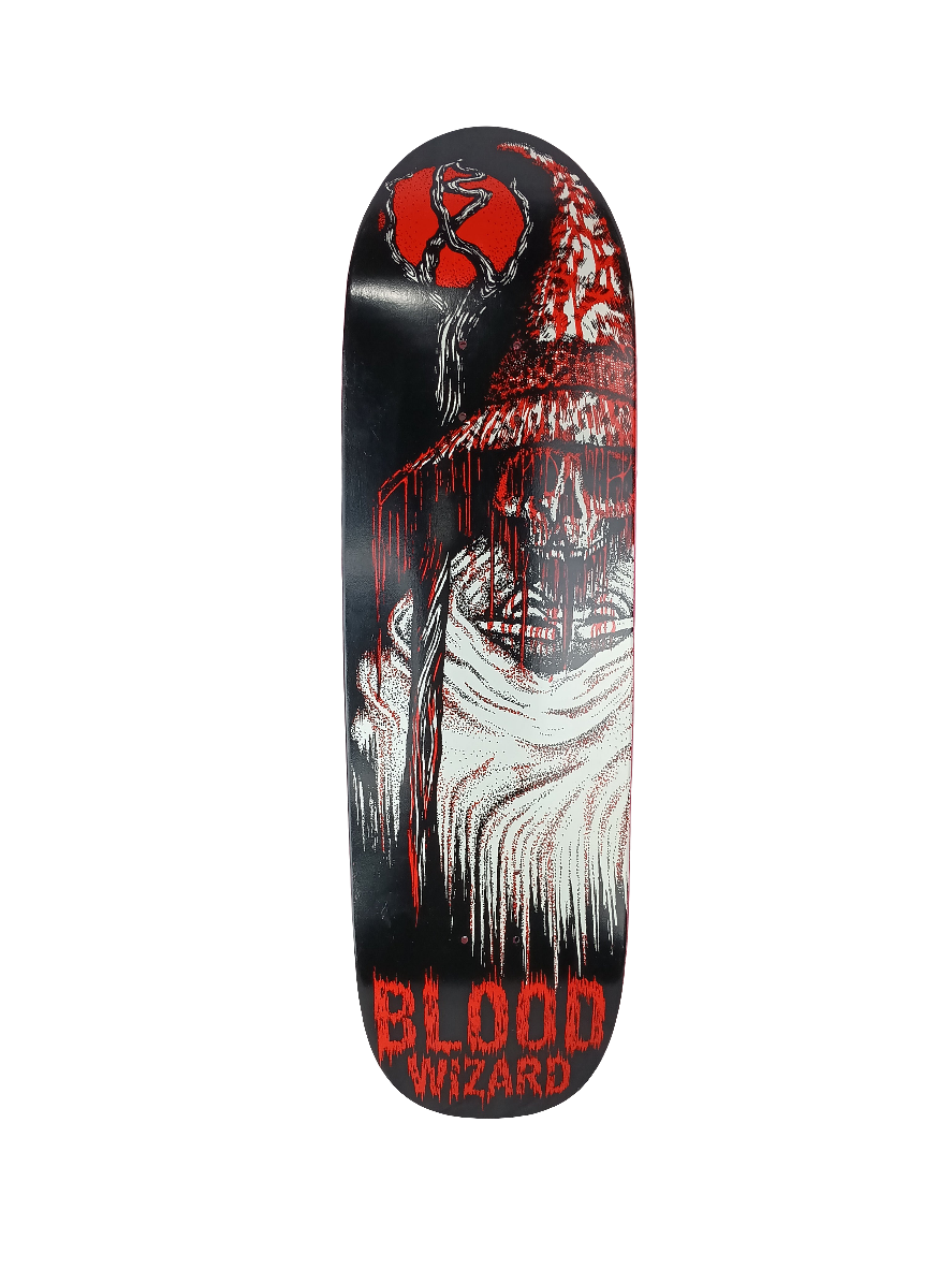 Blood Wizard Wizard Staff Black Red White Size 9.25 Vintage NOS Shaped Deck