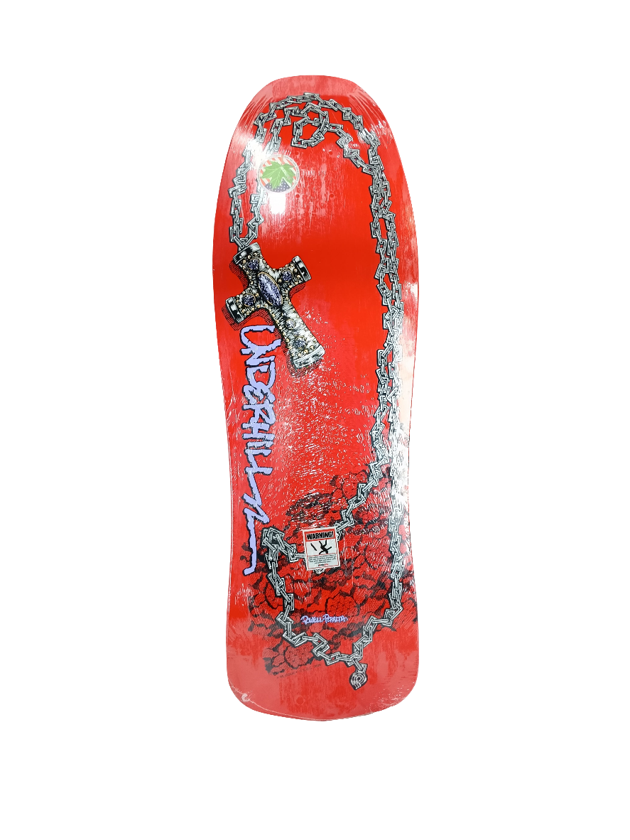 Powell Peralta Ray Underhill Rosary Cross Red Silver Purple Size 9.75" Vintage NOS Re-Issue Deck