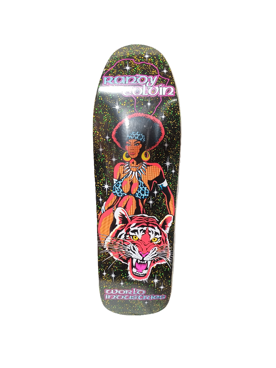 World Industries Randy Colvin Safari Reissue Multi Color Size 9.75 Shaped Skateboard Deck