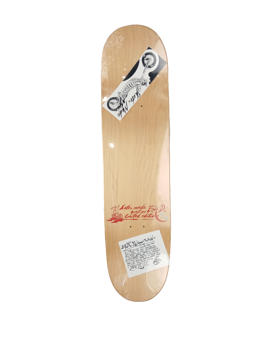 Skater Made Eric Dressen 1st Guest Pro Model Bar Graphic Black White Size 8.4" Vintage NOS Deck