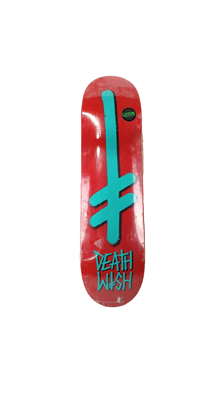 Deathwish Team Spray Cross Red Teal Black Size 8.3875" Skateboard Deck
