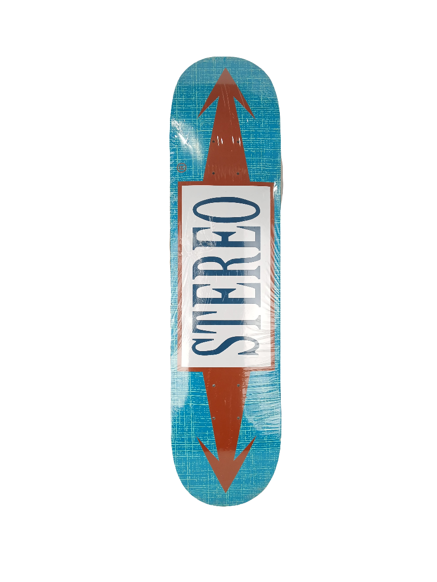 Stereo Arrows Team Logo Blue Brown White Size 7.625" Vintage NOS Deck