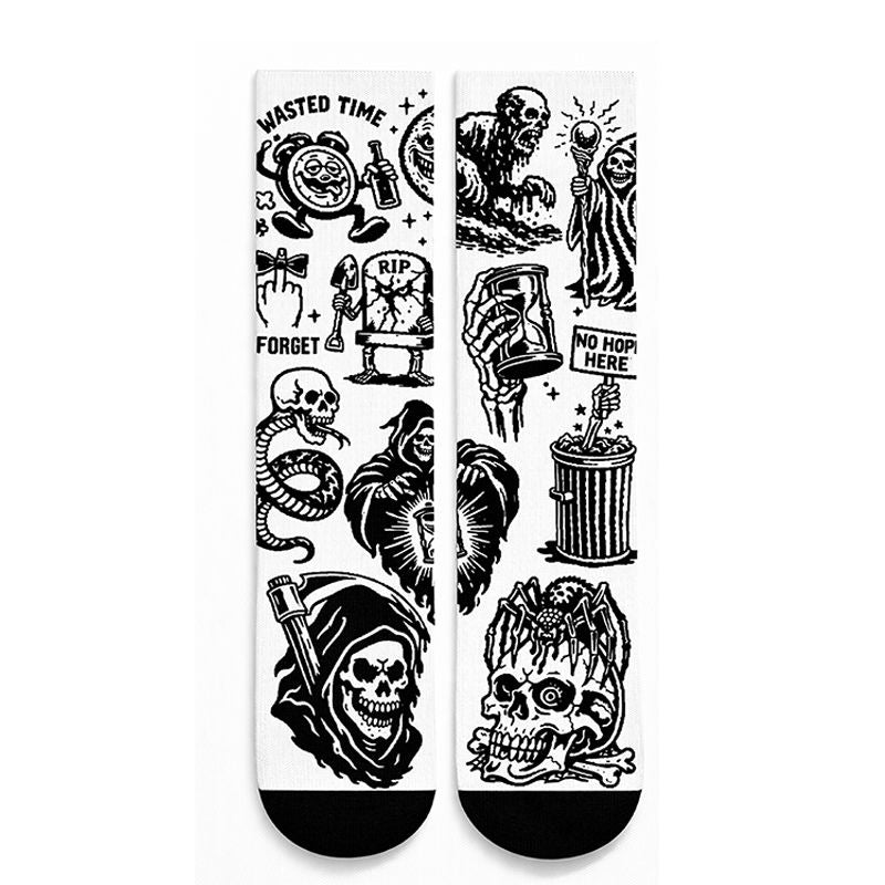 No Hours Creep White/Black Socks