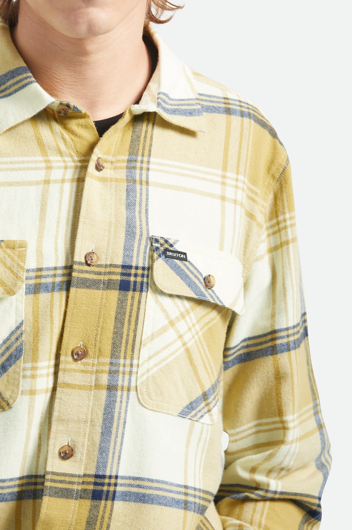 Brixton Bowery Lightweight Ultra Yellow Dusted Ochre L/s Flannel Shirt