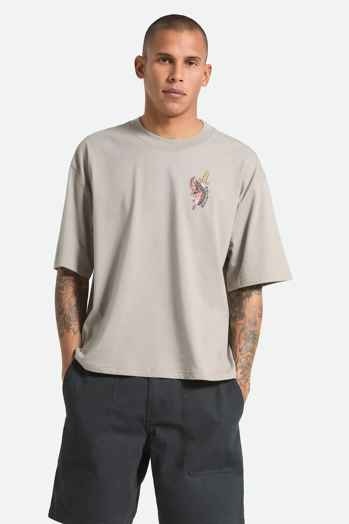Brixton Sword Pebble Stone S/s Boxed Crop Tee Shirt