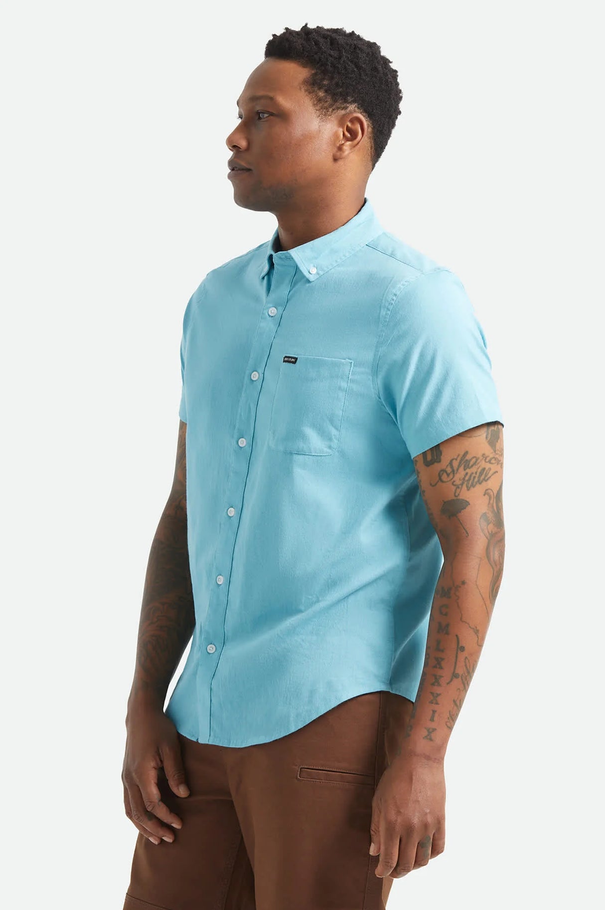 Brixton Sanford Oxford Blue Aura S/s Woven Shirt