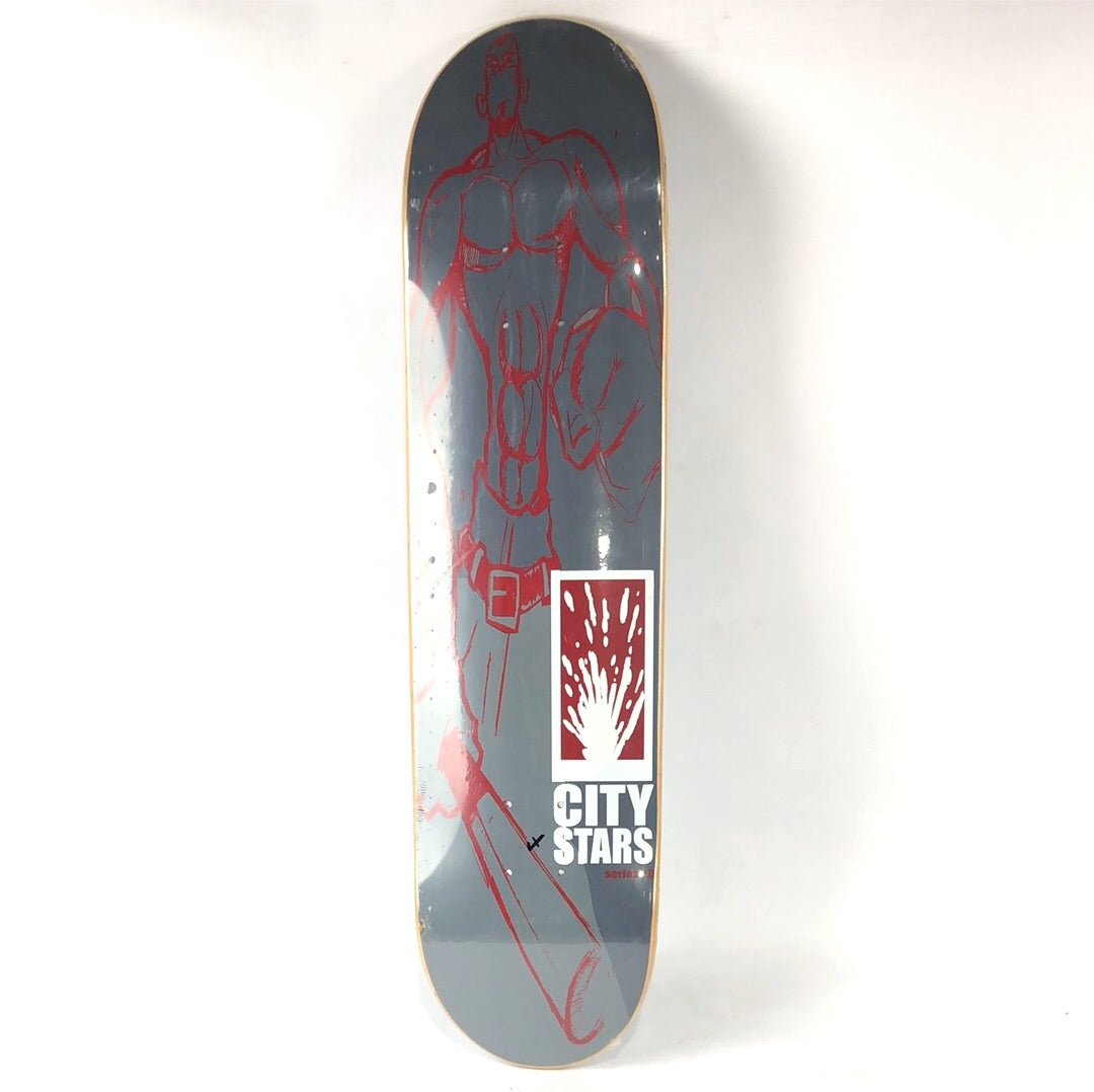 City Stars Muscle Man Grey/Red/White 7.75'' Skateboard Deck dp