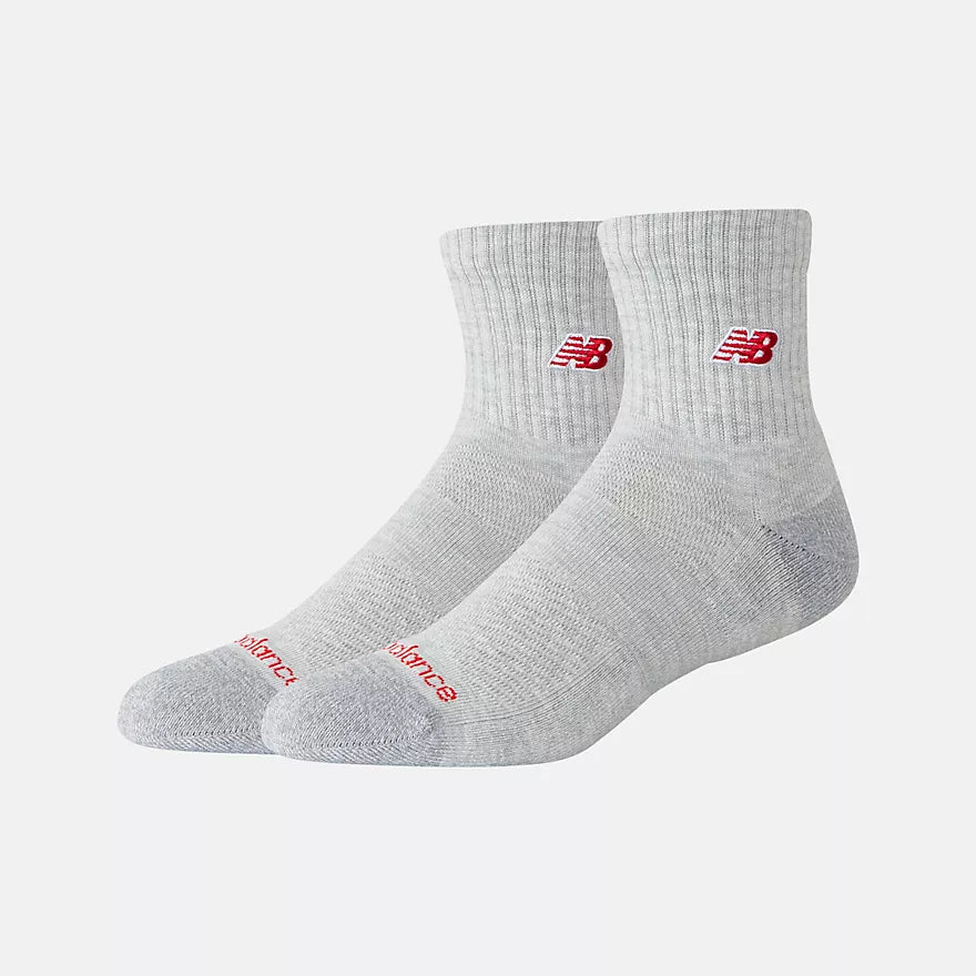 New Balance Active NB Premium Quarter Athletic Grey 2 Pack Socks