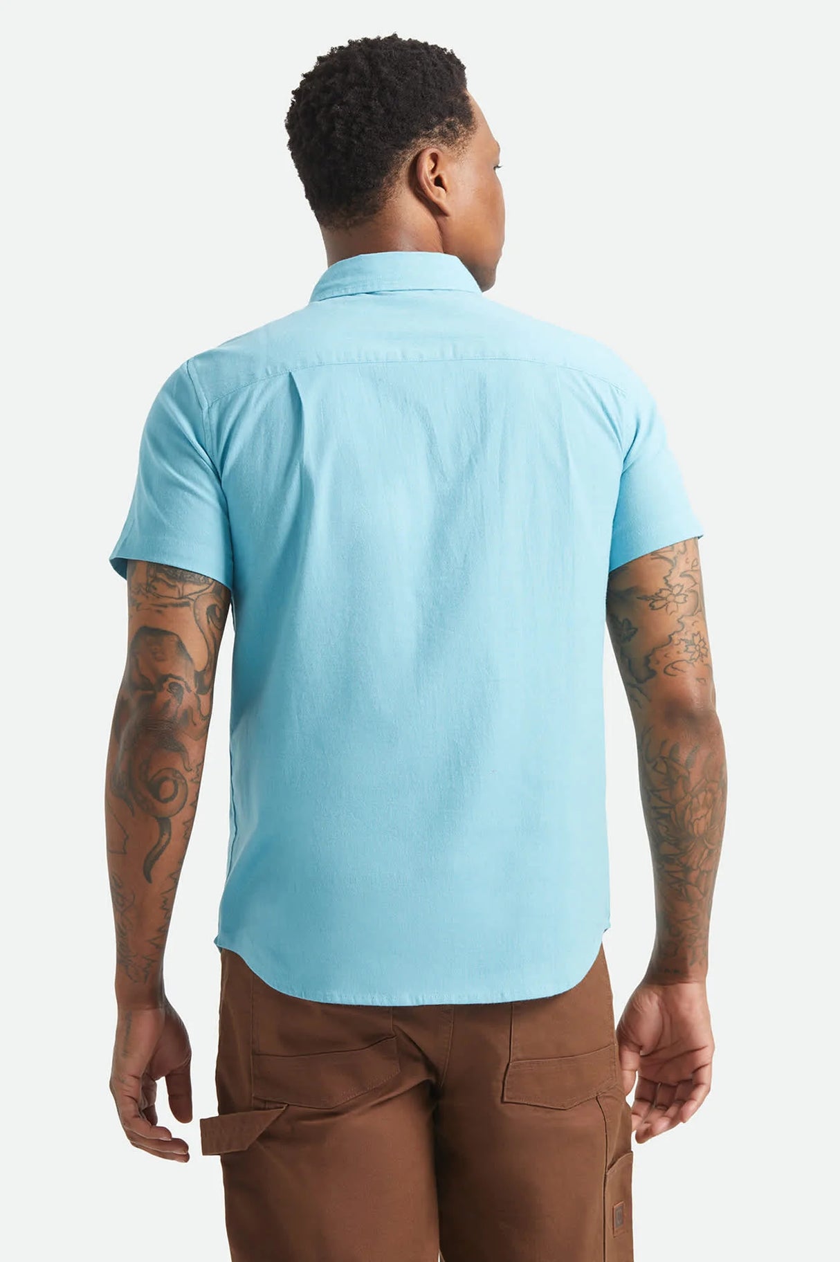 Brixton Sanford Oxford Blue Aura S/s Woven Shirt