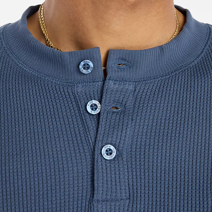 New Balance Numeric Vintage Indigo Waffle Knit L/s Henley