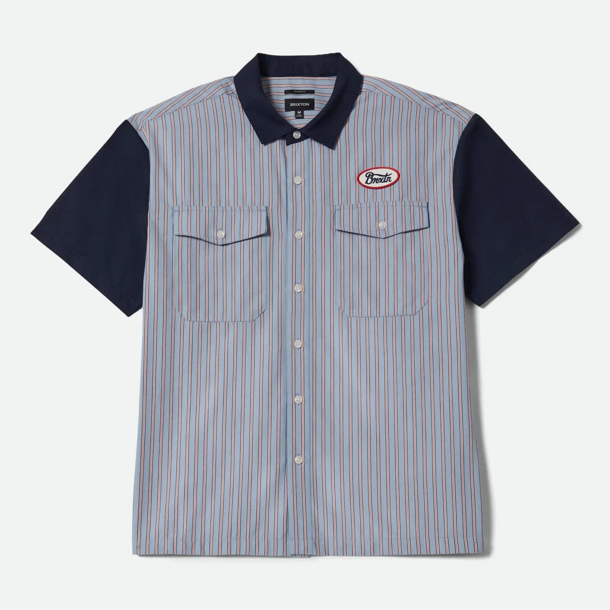 Brixton Builders Olson Blue Aura Stripe S/s Woven Shirt