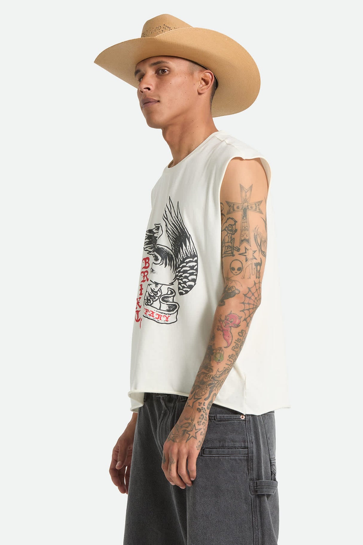 Brixton Wolcott Worn In Off White Boxy Muscle Tank