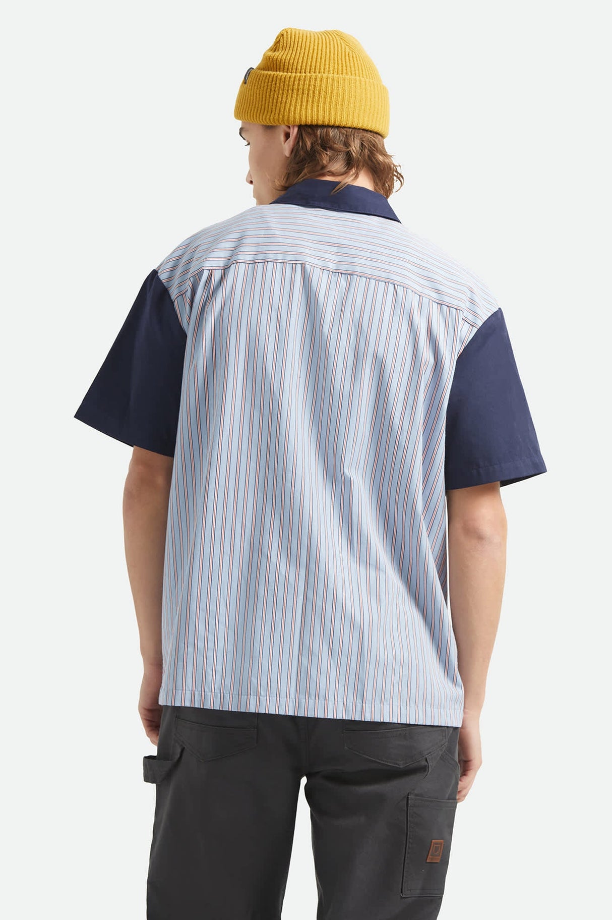 Brixton Builders Olson Blue Aura Stripe S/s Button Up Shirt