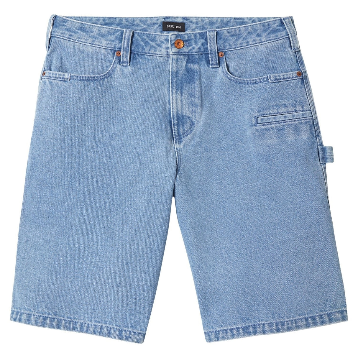 Brixton Builders Carpenter Washed Blue Denim Baggy Shorts