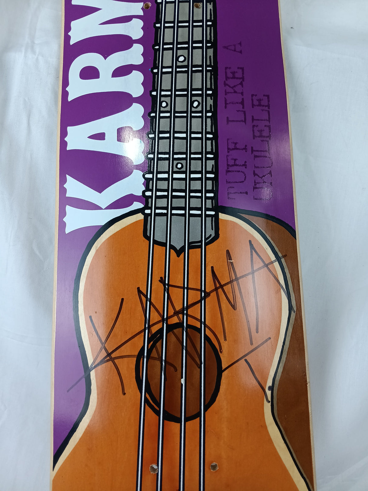 Consolidated Karma Tsocheff Autographed Guitar Purple Brown White Size 7.4" Vintage NOS Deck