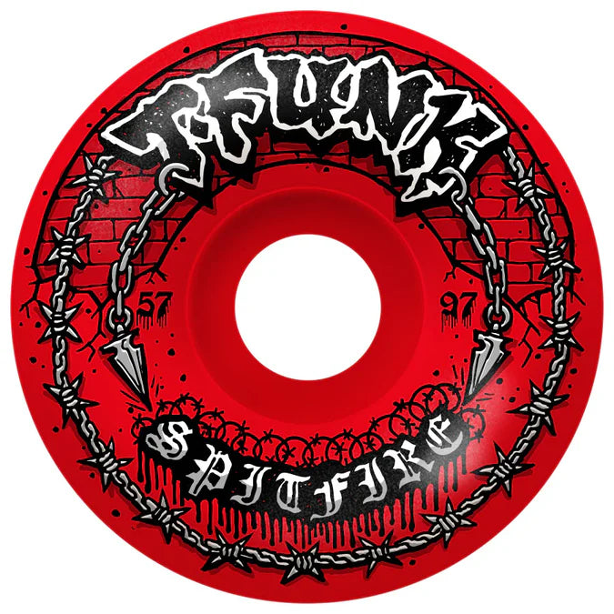 Spitfire T-Funk Raw F4 97a 57mm Radial Full Red Skateboard Wheels