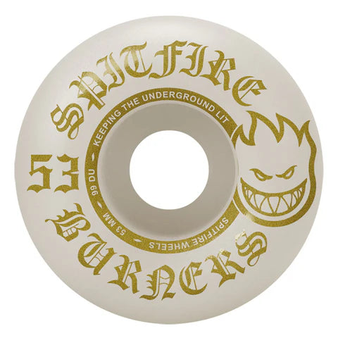Spitfire Burner White/Gold 53mm Skateboard Wheels