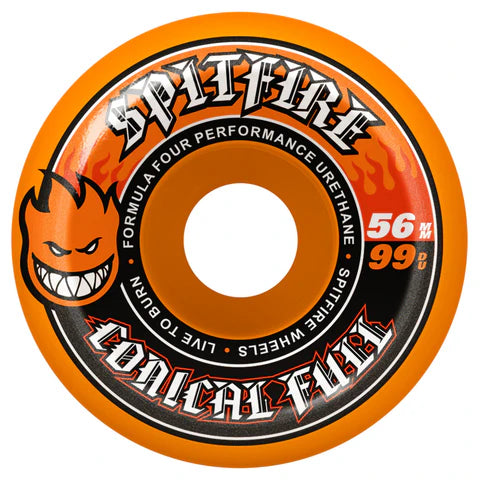 Spitfire F4 Conical Full 99a 56mm Orange Skateboard Wheels