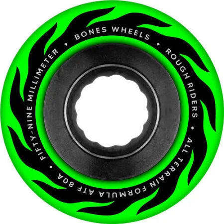 Bones ATF Rough Riders Eternal Flame 80a 59mm Green Cruiser Wheels