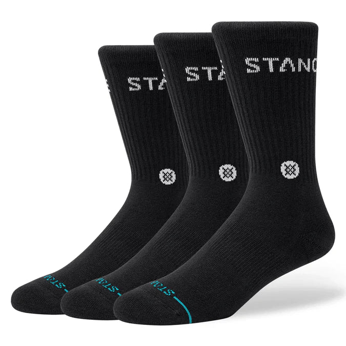Stance Origin Black 3 Pack Crew Socks