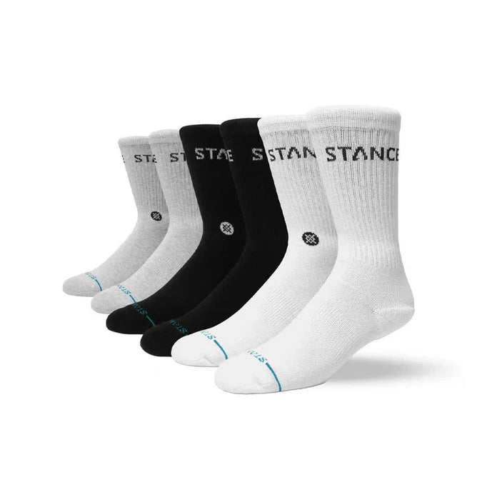 Stance Origin Multi Black White Grey 3 Pack Crew Socks
