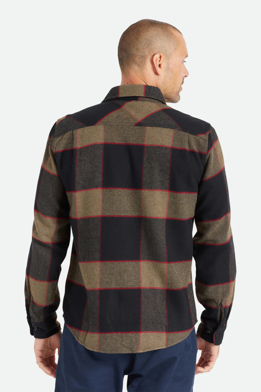 Brixton Bowery Heather Grey Charcoal L/s Flannel Shirt