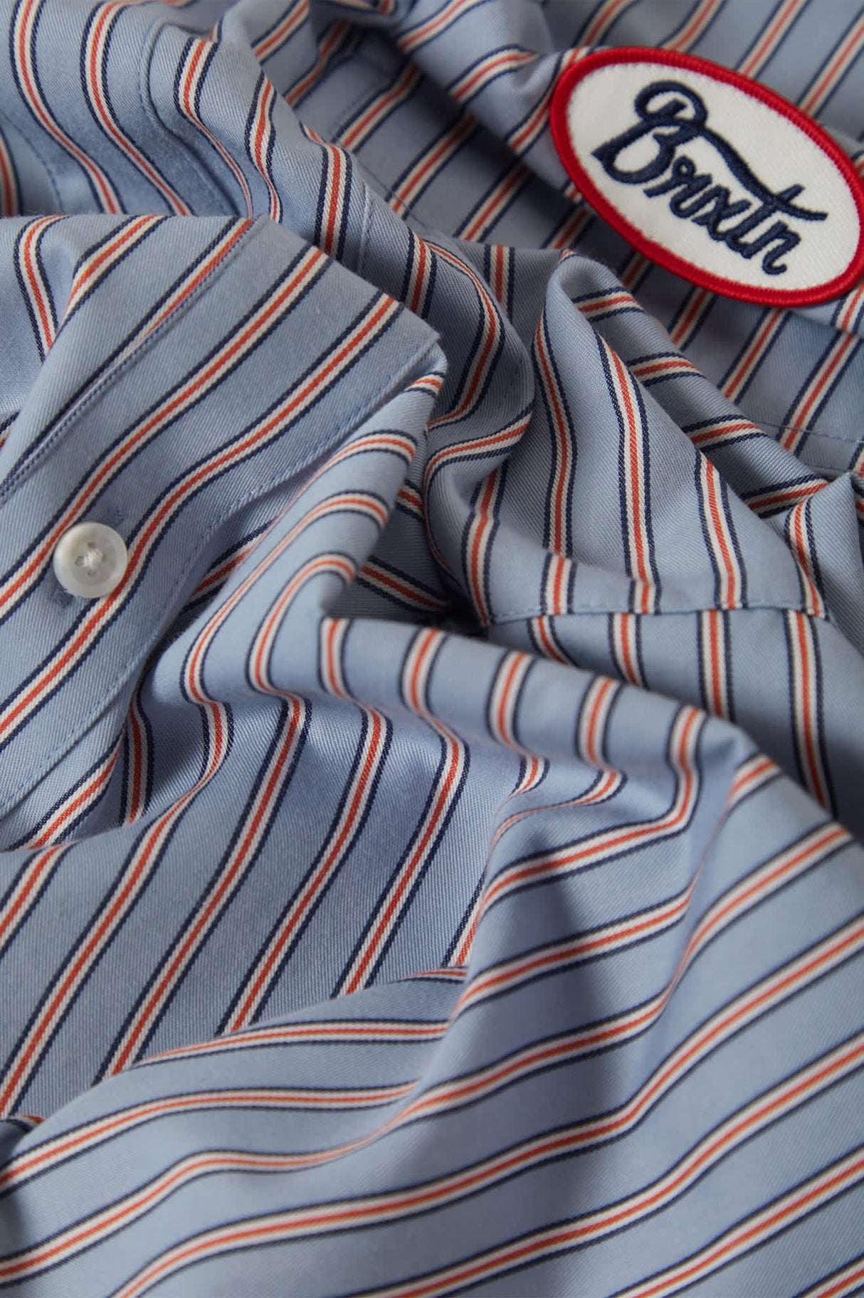 Brixton Builders Olson Blue Aura Stripe S/s Woven Shirt