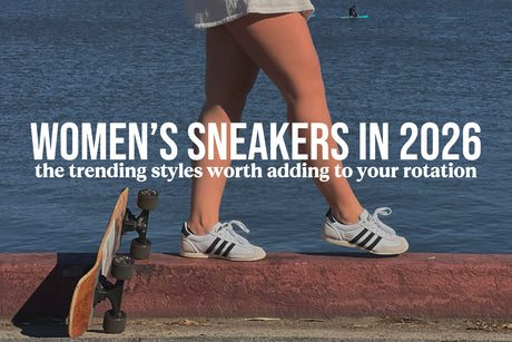 Women's sneakers 2026 – trending styles including Adidas Samba, New Balance Numeric 306, and Etnies Kingpin at Long Beach Skate Co.
