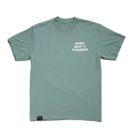 The Quiet Life Worry About it Tomorrow Embroidered Made In Usa Atlantic Green S/s Shirt