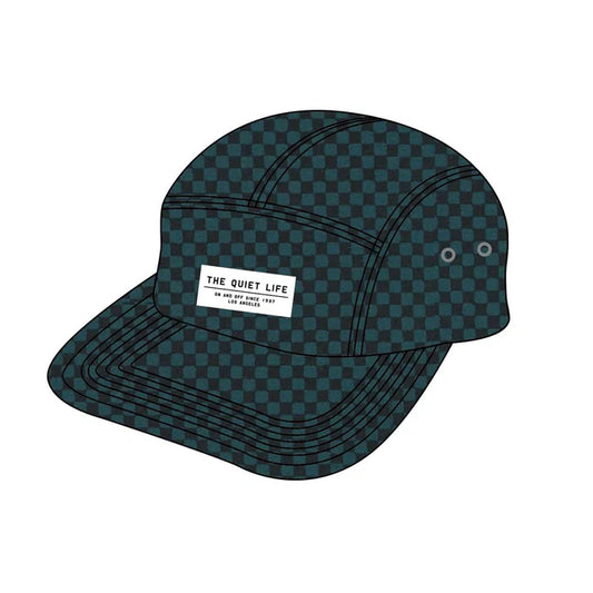 The Quiet Life Checkerboard Made in USA Natural Navy 5 Panel Camper Hat