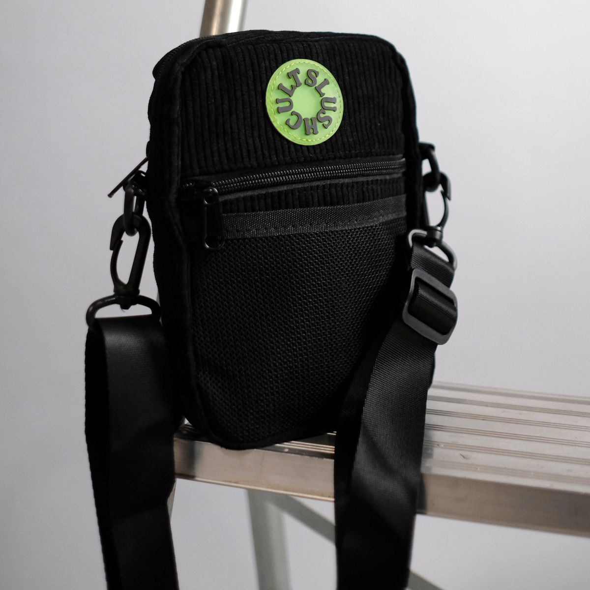 Slushcult Black Corduroy Anywhere Side Bag