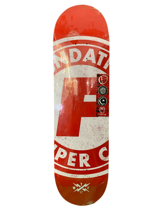 Foundation Super Co. Red/White Logo 8.375" Classic Skateboard Deck