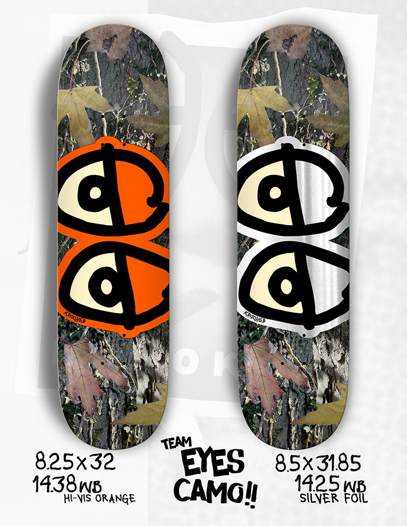 Krooked Eyes Camo/Orange 8.25" Skateboard Deck