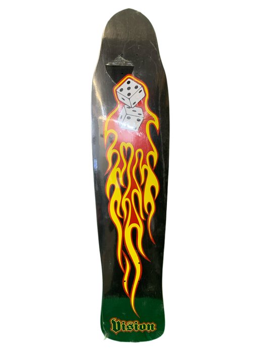 Vision Flaming Dice Black Longboard Classic Skateboard Deck