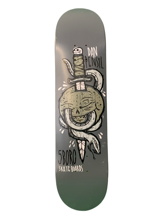 5boro Dan Pensyl Dagger Grey 7.5" Classic Skateboard Deck