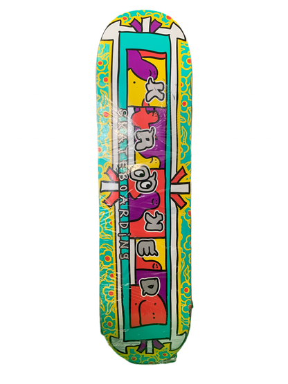 Krooked Krazys Teal/Yellow 8" Classic Skateboard Deck