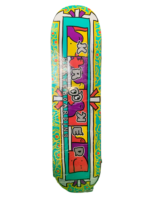 Krooked Krazys Teal/Yellow 8" Classic Skateboard Deck